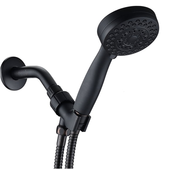 JERFIT 5-Spray High Pressure Handheld Shower Head with Hose, Oil Rubbed Bronze Finish, Wall Mount, Water Efficient