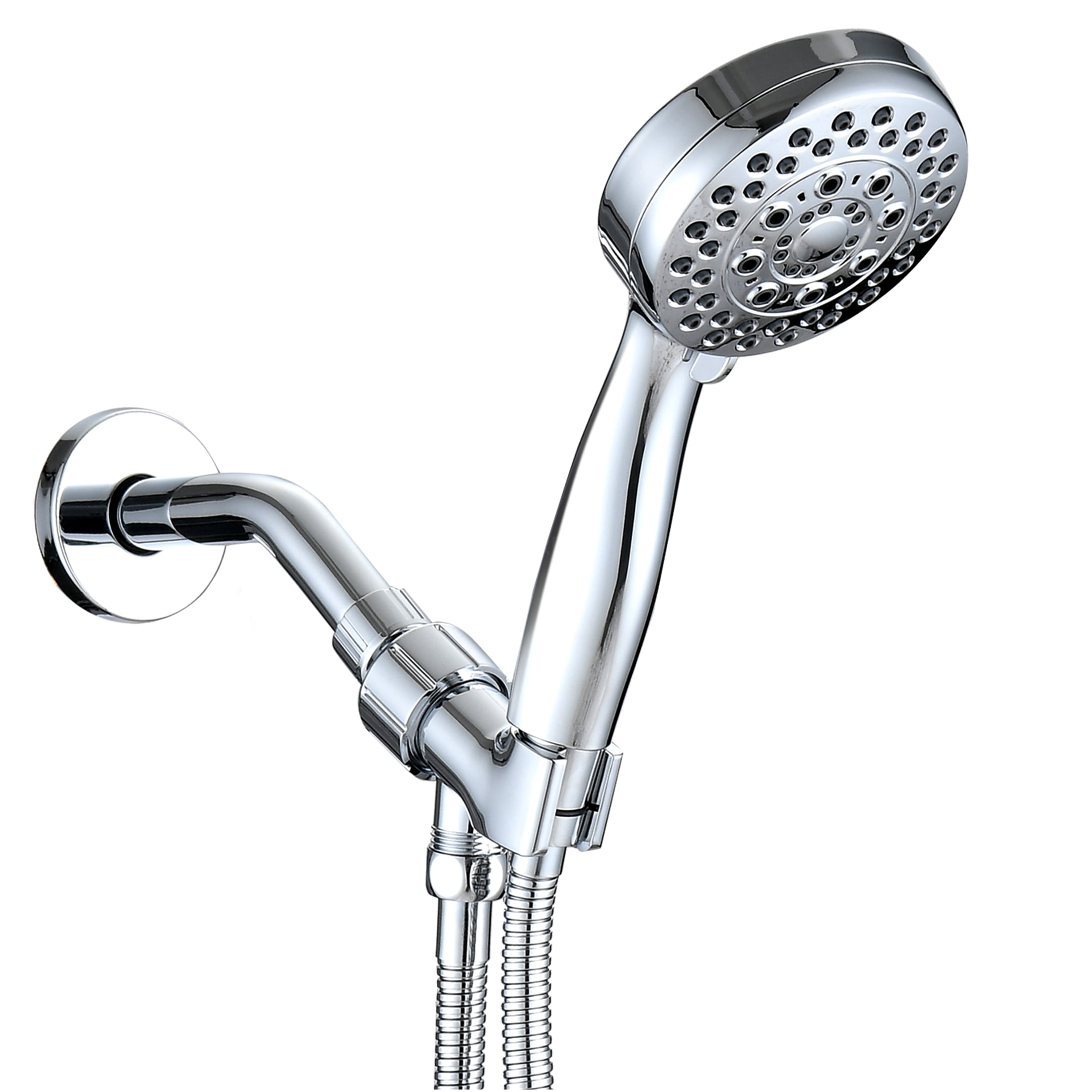 JERFIT 5-Spray High Pressure Handheld Shower Head with Hose, Wall Mount Chrome Showerhead for Powerful Rain Massage, Water Efficient, Easy Install