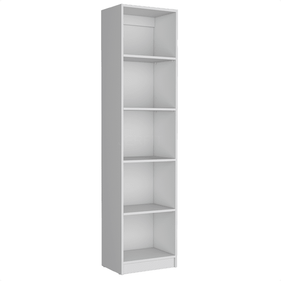JERFIT 5 Tier Bookshelf, Tall Narrow Bookcase with 5 Shelves for Storage, Slim Freestanding Shelf Organizer for Office, Living Room, Bedroom, White