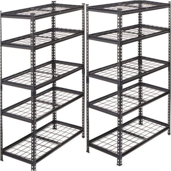 JERFIT 5-Tier Heavy Duty Storage Shelves Rack, 2250 lbs Capacity, Adjustable Steel Shelving Unit, Boltless Garage Shelves for Organizing, Black
