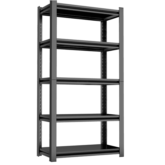 JERFIT 5-Tier Heavy Duty Storage Shelving Unit, 63" H Adjustable Metal Rack, 2000LB Capacity Garage Shelves, No-Tools Assembly, Black Organizer for Home, Kitchen, Office