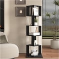 thumbnail image 1 of JERFIT 5-Tier Rotating Bookshelf with Acrylic Shelves, 360-Degree Spinning Floor Bookcase Organizer with Anti-Tip Base, Space Saving Storage Rack for Living Room, Office, Study, Black, 1 of 10
