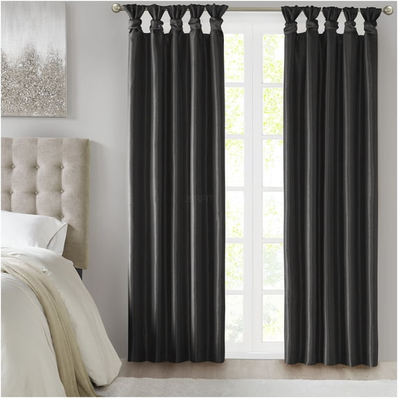 JERFIT 50x95 Inch Twist Tab Top Blackout Curtain Panel, Thermal Insulated Room Darkening Window Drapes, Noise Reducing Polyester Fabric, 1 Panel Black