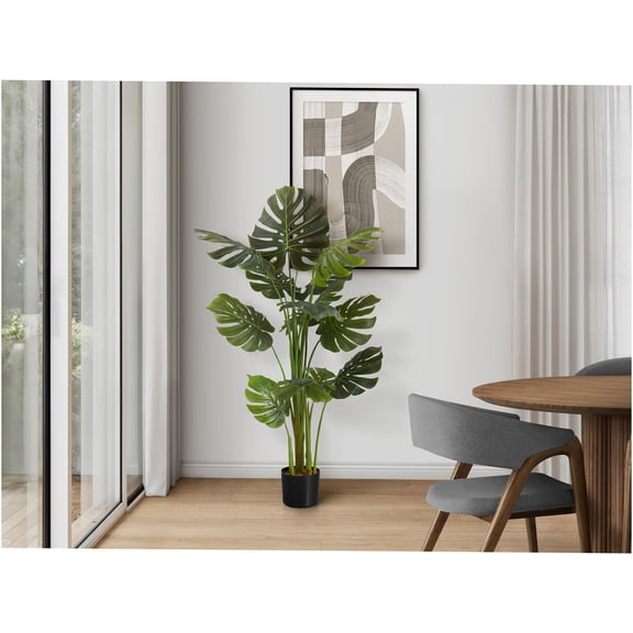 JERFIT 55-inch Real Touch Monstera Artificial Tree in Pot, Large Faux Floor Plant for Indoor Home Decor, No Maintenance Greenery with Adjustable Leaves