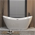 thumbnail image 1 of JERFIT 59 Inch Gloss White Acrylic Freestanding Bathtub with Chrome Overflow Drain, Modern Soaking Tub for Bathroom, 1 of 10