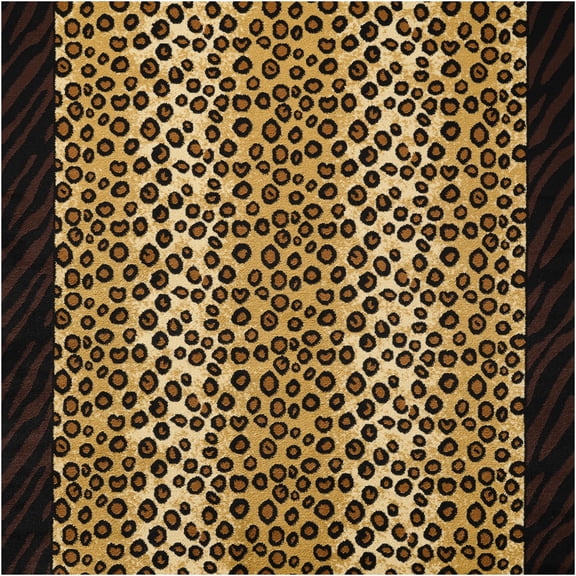 JERFIT 5x7 Area Rug Animal Print Rug Beige and Black Polypropylene Boho Chic Non-Shedding Stain Resistant for Living Room Bedroom