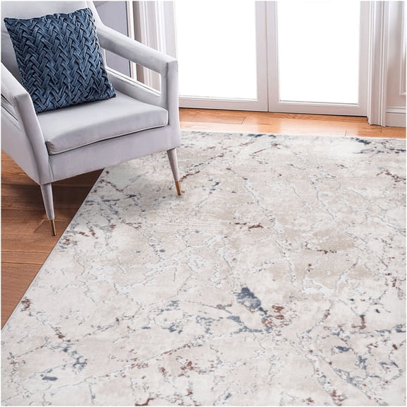 JERFIT 5x7 Modern Area Rugs for Living Room, Non-Shedding Stain Resistant Polyester Carpet, Multi Color Contemporary Low Pile Indoor Rug for Bedroom Kitchen