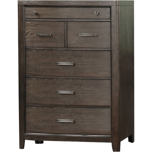 JERFIT 6-Drawer Dresser, Antique Brown Wood Chest of Drawers with Cedar Lined Storage, Bedroom Furniture Organizer