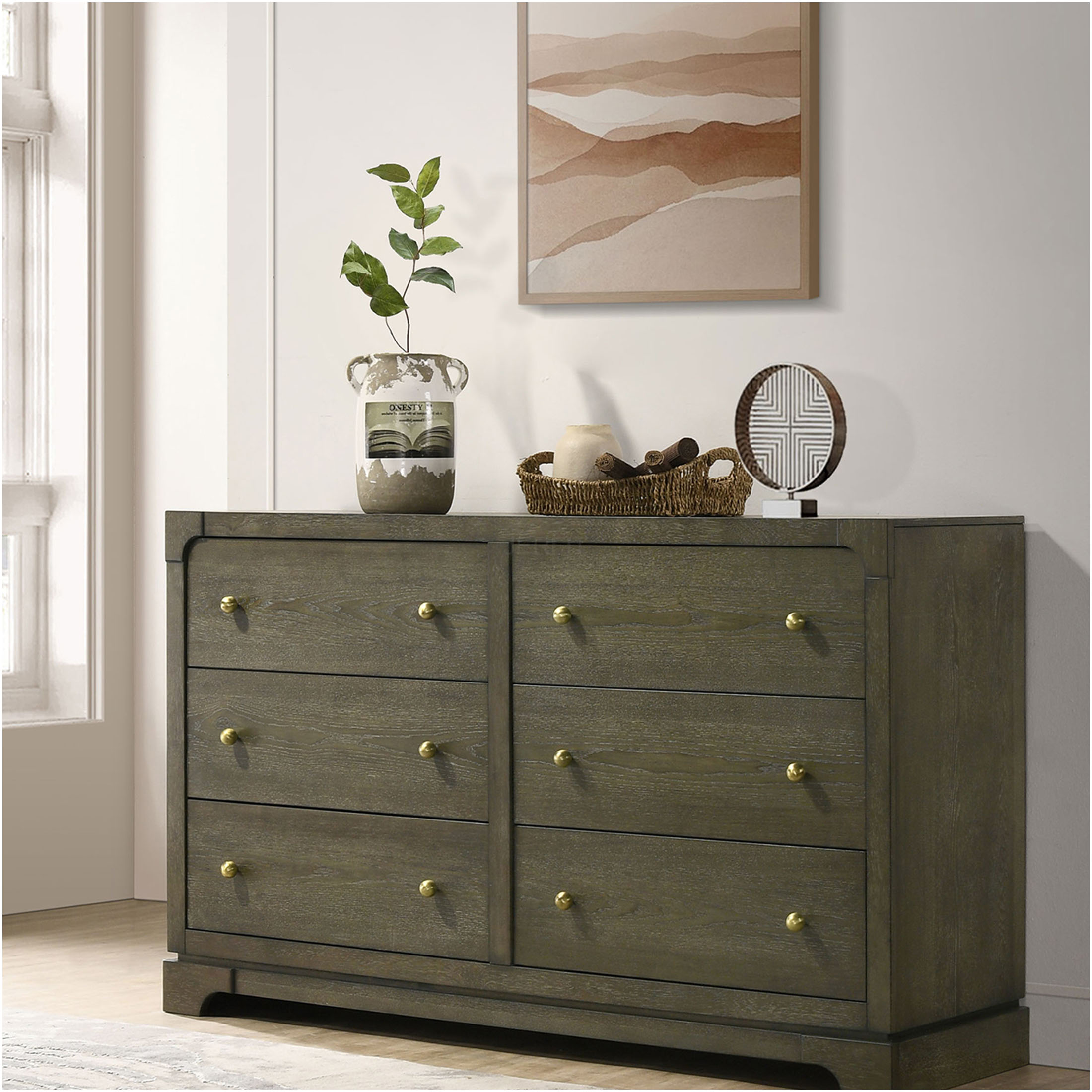 JERFIT 6-Drawer Wood Dresser with Brass Knobs, Dark Brown Chest of Drawers for Bedroom, Sturdy Storage Cabinet with Dovetail Joinery - Walmart.com JERFIT 6-Drawer Wood Dresser with Brass Knobs, Dark Brown Chest of Drawers for Bedroom, Sturdy Storage Cabinet with Dovetail Joinery - Walmart.com