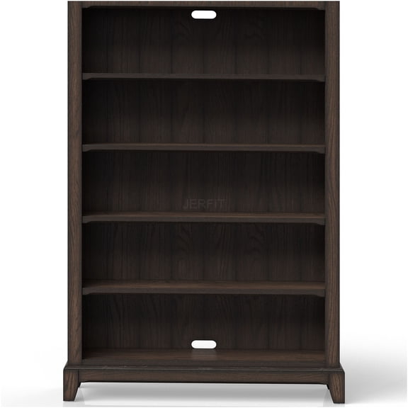 JERFIT 6 Feet Tall Wood Bookcase, Chocolate Brown Freestanding Book Shelf with 5 Shelves for Living Room, Office, Library, Classic Traditional Design