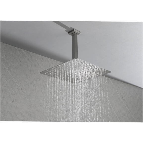 JERFIT 6 Inch Rainfall Shower Head, High Pressure Brushed Nickel Stainless Steel Showerhead with Self-Cleaning Nozzles, Water Saving Easy Install