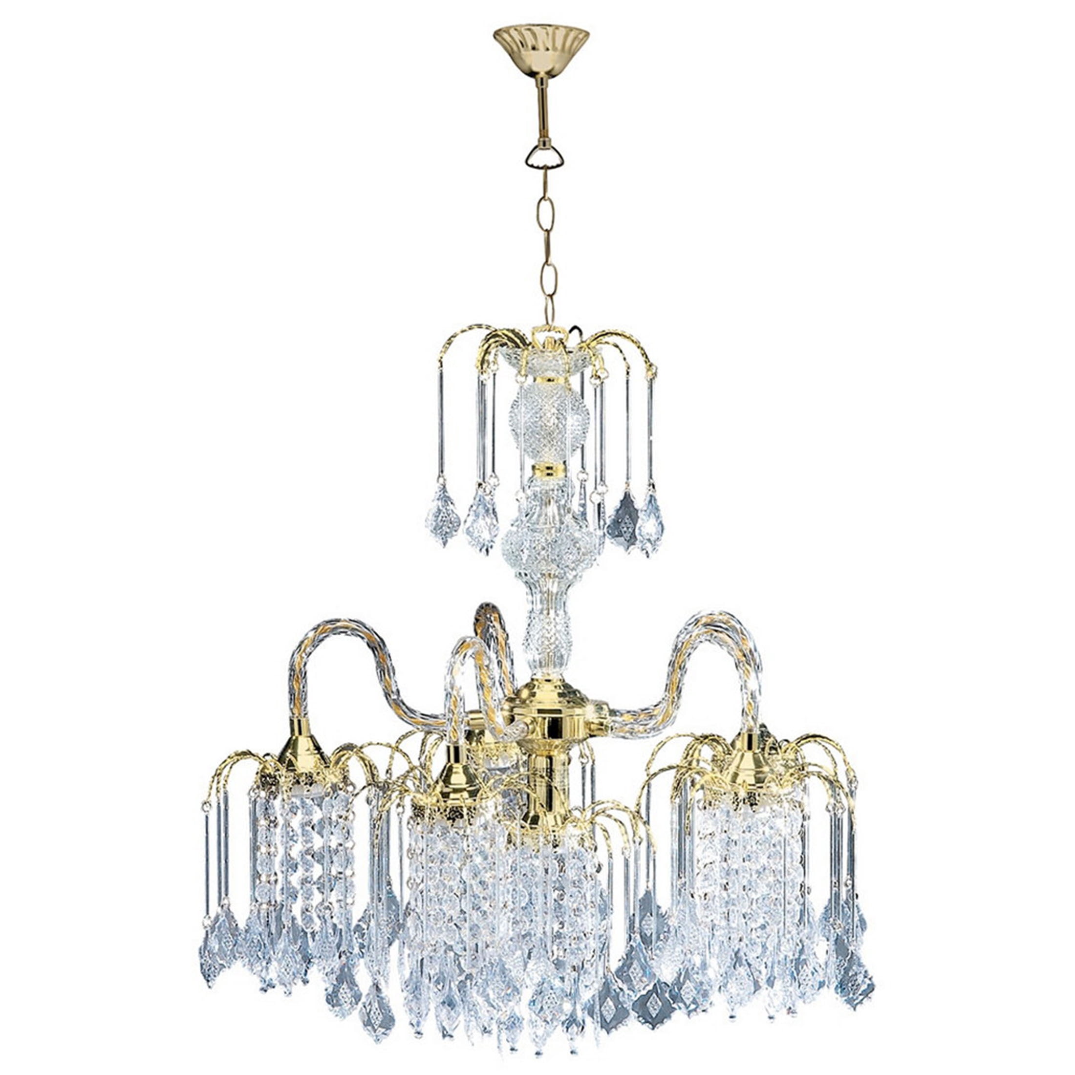 JERFIT 6-Light Crystal Chandelier Gold Dining Room Fixture with Adjustable Chain for Living Room Foyer