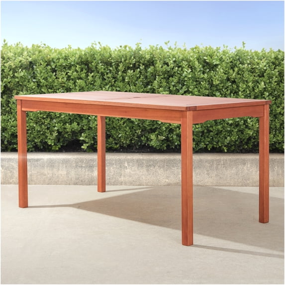 JERFIT 6-Person Eucalyptus Wood Outdoor Dining Table with Umbrella Hole, 59x31-Inch Rectangular Patio Table in Natural Brown Finish, Weather-Resistant