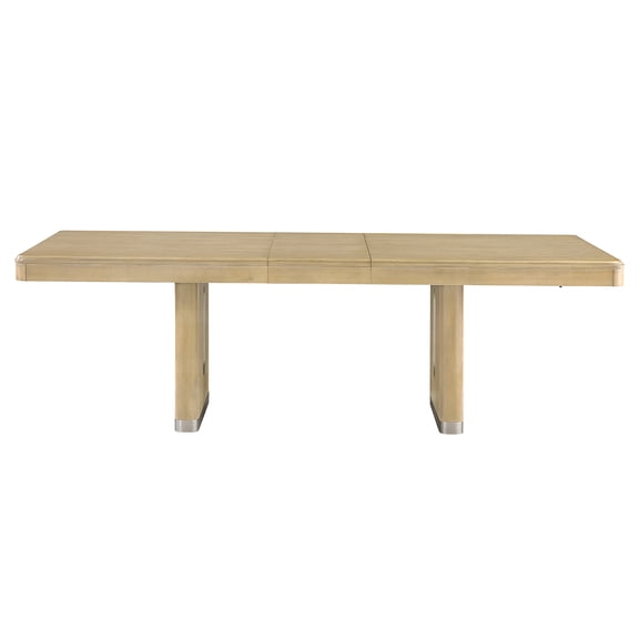 JERFIT 6-Person Rectangular Dining Table with Butterfly Leaf, Solid Wood & MDF, Transitional Style, Natural Finish