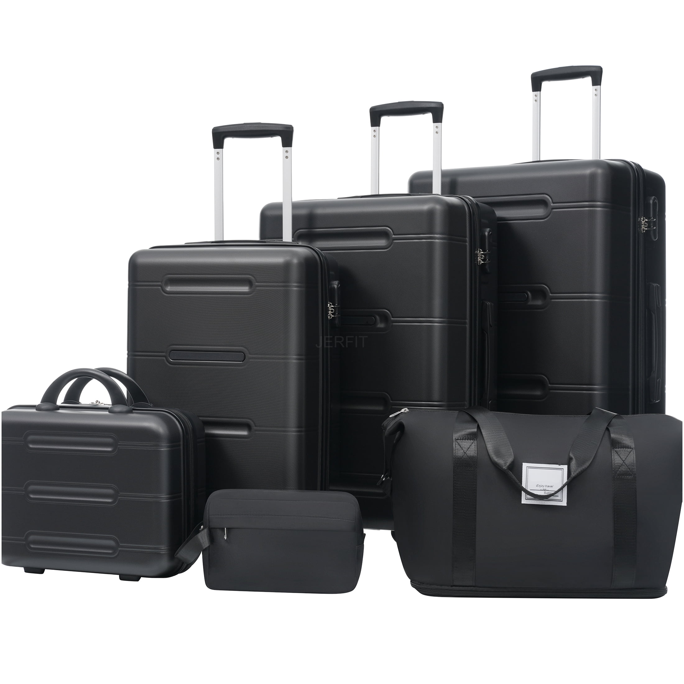 JERFIT 6-Piece ABS Hardshell Luggage Set with TSA-Approved Lock, 360° Spinner Wheels, Lightweight Suitcase Travel Set Includes Carry-On, Checked Bag, Duffel & Toiletry Bag