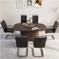 thumbnail image 1 of JERFIT 6-Piece Industrial Modern Dining Set with MDF Table and PU Leather Chairs, Black and Brown Kitchen Table Set for 6, 1 of 10