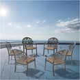 thumbnail image 1 of JERFIT 6-Piece Outdoor Patio Dining Set, Aluminum Armchairs with Brown Cushions, Black Stackable Garden Chairs for Deck, Poolside, 1 of 9