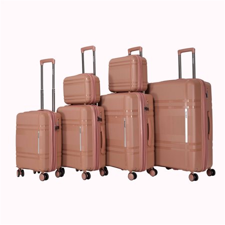 JERFIT 6-Piece Rose Gold Luggage Set with Expandable Hard Shell, 360° Spinner Wheels & TSA Lock for Women & Men, Lightweight Suitcase Set for Travel
