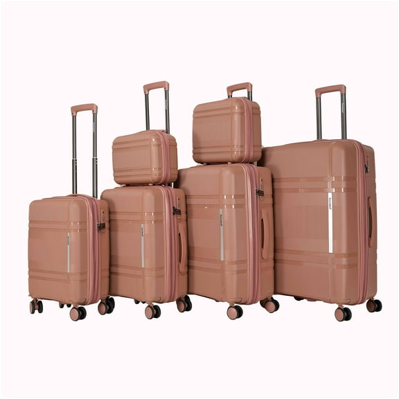 JERFIT 6-Piece Rose Gold Luggage Set with Expandable Hard Shell, 360 Spinner Wheels & TSA Lock for Women & Men, Lightweight Suitcase Set for Travel