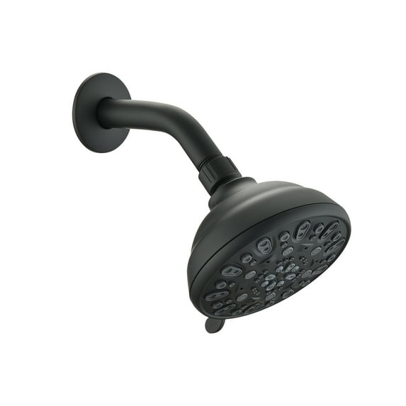 JERFIT 6-Spray High Pressure Matte Black Shower Head, 4 Inch ABS Rainfall Showerhead with Angle-Adjustable Mount, Clog-Resistant, Easy Installation