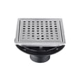 thumbnail image 1 of JERFIT 6" Square Shower Drain Cover, Brushed Nickel Stainless Steel Bathroom Floor Drain Grate with Grid Design for Fast Drainage, 1 of 9