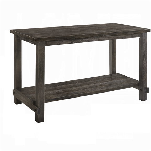JERFIT 60 Inch Counter Height Dining Table with Storage Shelf, Modern Farmhouse Kitchen Table in Gray or Tan, Wooden Counter Table for Dining Room, Breakfast Nook