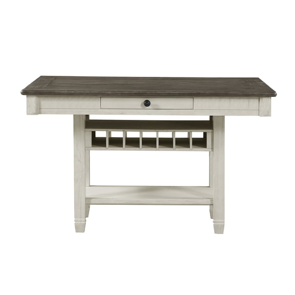 JERFIT 60 Inch Counter Height Dining Table with Storage Drawers, Wine Rack & Display Shelf for Kitchen, Breakfast Nook or Dining Room