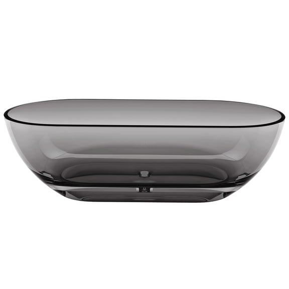 JERFIT 69 Inch Freestanding Bathtub, Deep Soak Matte Gray Solid Surface Tub for Bathroom
