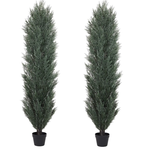 JERFIT 6FT Artificial Pine Tree 2-Pack, Realistic Fake Potted Plants for Indoor Outdoor Home Decor, UV Resistant, Easy Assembly