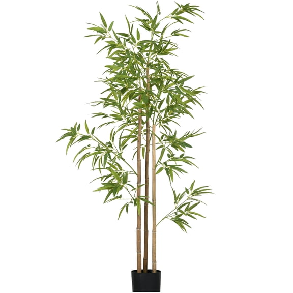 JERFIT 6FT Faux Bamboo Tree Artificial Plant in Pot, Realistic Indoor Fake Tree for Home Office Decor, Low Maintenance Green Plastic Plant