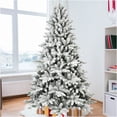 thumbnail image 1 of JERFIT 6ft Pre-Lit Flocked Artificial Christmas Tree, Snowy White PE/PVC Xmas Tree with 1100 Branch Tips, Hinged Design & Metal Stand for Holiday Home Decor, 1 of 10