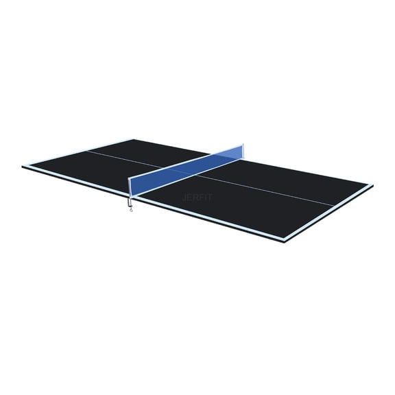 JERFIT 6x3ft Foldable Ping Pong Table Top, Black MDF Conversion Top for Indoor Table Tennis Games, Includes Net & Posts