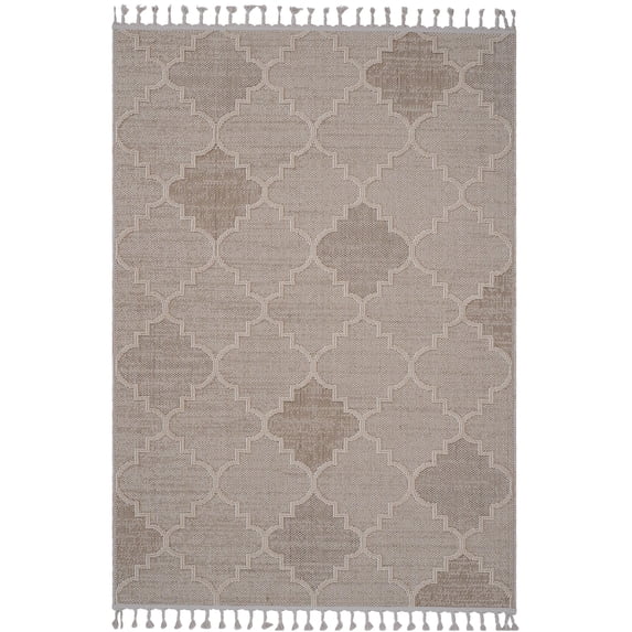 JERFIT 6x9 Cream Indoor Outdoor Area Rug, Polypropylene Trellis Pattern Low Pile Non-Shedding Rug, Stain-Resistant Machine Woven for Living Room Bedroom Dining