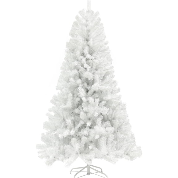 JERFIT 7.5ft Pre-Fluffed Artificial Christmas Tree Unlit, White Xmas Tree with Auto Open Stand, 1346 Tips, Fire Retardant, for Home Office Holiday Decor