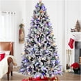 thumbnail image 1 of JERFIT 7.5ft Pre-Lit Snow Flocked Artificial Christmas Tree with 400 Colorful LED Lights, 10 Modes, Easy Setup Hinged Metal Stand, 1 of 9