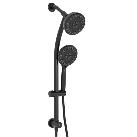 JERFIT 7-Function Dual Shower System with 4.7" Rain Shower Head, Handheld Shower, Adjustable Slide Bar, Matte Black Finish