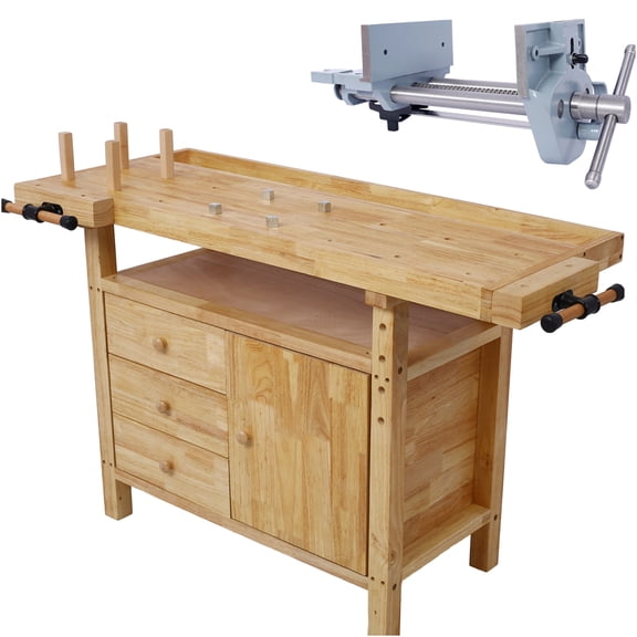 JERFIT 7 Inch Quick Release Woodworking Vise, Heavy-Duty Cast Iron Bench Vise with Clamping Stop, for Garage Workshop and DIY Projects
