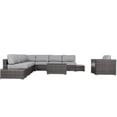 thumbnail image 1 of JERFIT 7-Piece All-Weather Patio Conversation Set with Cushions, Brown Wicker Outdoor Sofa Seating Group for 7, No Assembly Required, 1 of 7