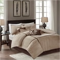 thumbnail image 1 of JERFIT 7-Piece Beige Micro-Suede Comforter Set for Full Bed - Ultra Soft Polyester Bedding with Pintuck Design, 1 of 9