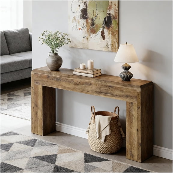 JERFIT 70.9" Extra Long Rustic Console Table with Storage, Brown Sofa Table for Entryway, Farmhouse Wooden Hallway Accent Table