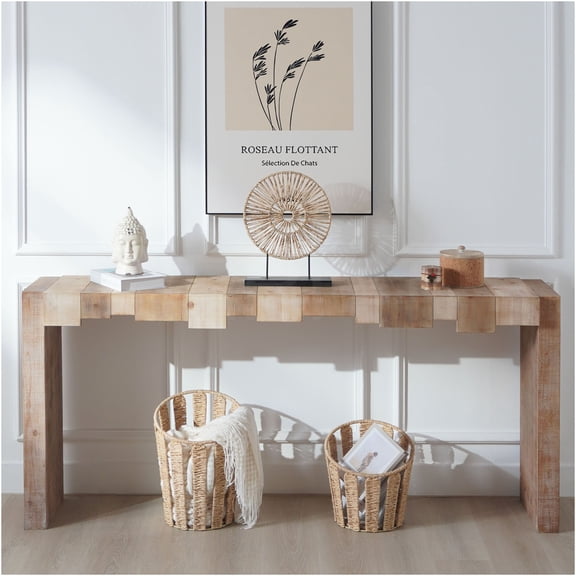 JERFIT 71" Modern Farmhouse Console Table, Narrow Sofa Table for Entryway with Sculpted Base, Multicolor Wood Finish for Living Room, Hallway & Foyer