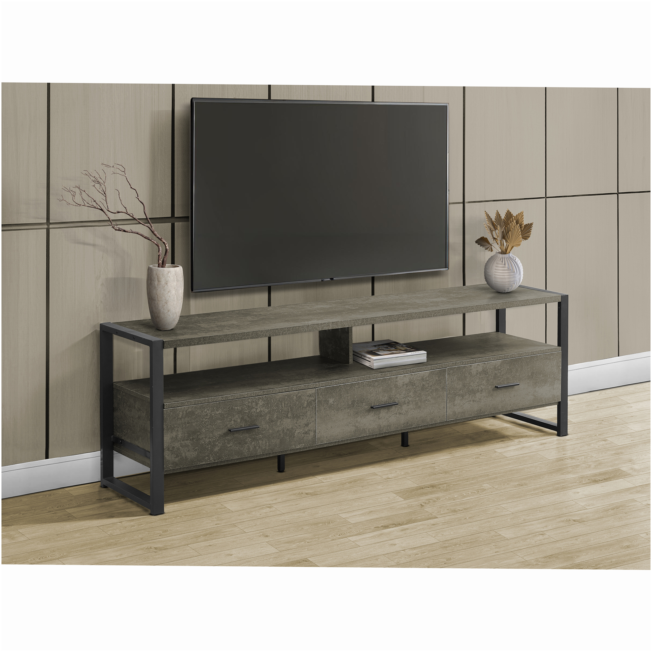 JERFIT 72 inch Modern TV Stand with Storage Drawers & Shelves ...