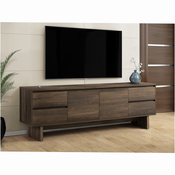 JERFIT 72 inch TV Stand with Storage Drawers and Cabinet, Brown Media Console with Adjustable Shelves, Modern Entertainment Center for Living Room