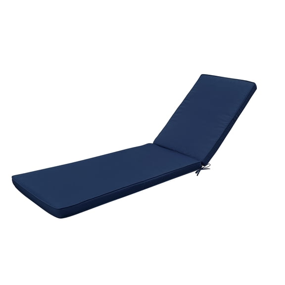 JERFIT 75" Outdoor Chaise Lounge Cushion Set with Straps, Water & UV Resistant Navy Blue Seat and Back Cushions for Patio Furniture