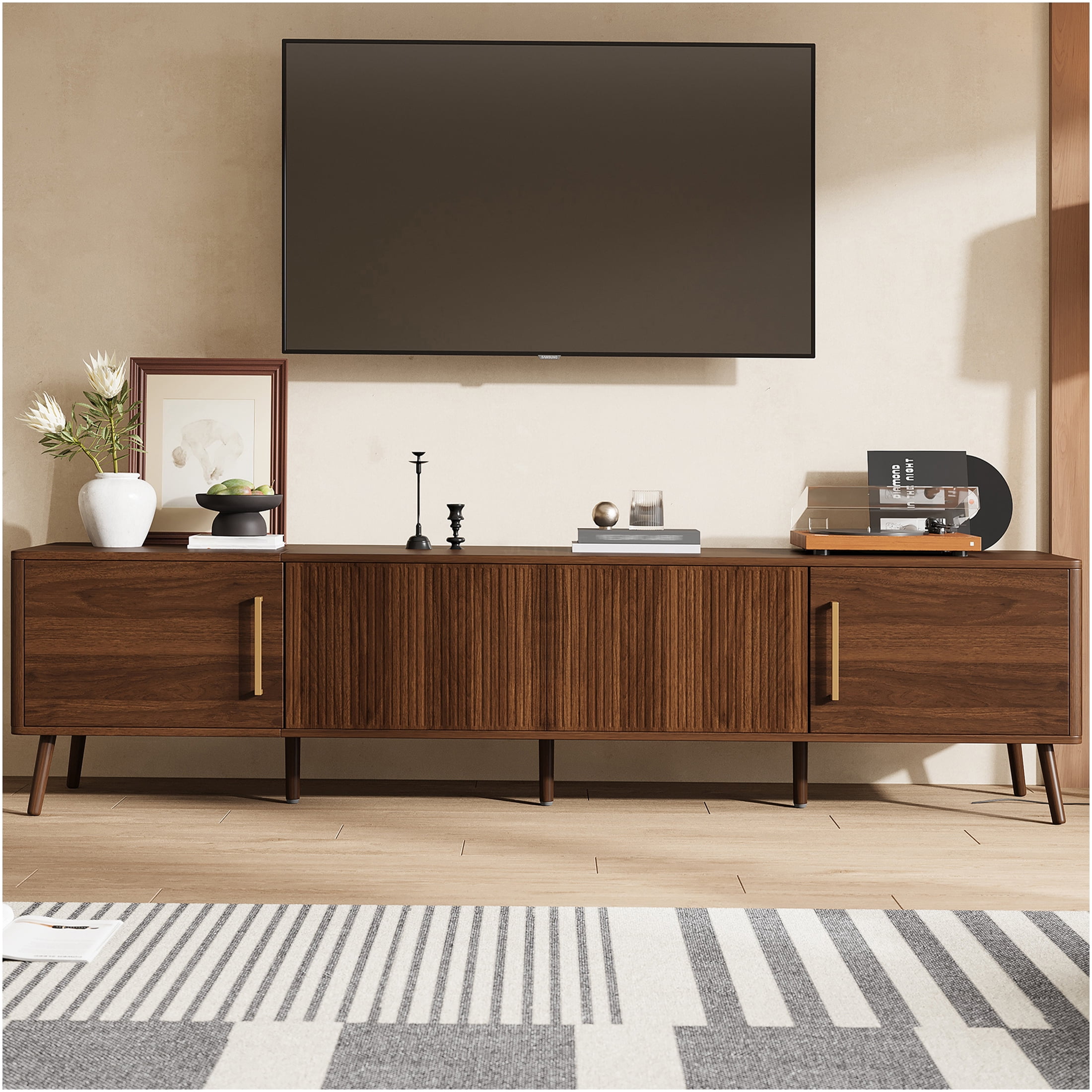 JERFIT 78 inch Walnut TV Stand Entertainment Center for TVs up to 85 — free download