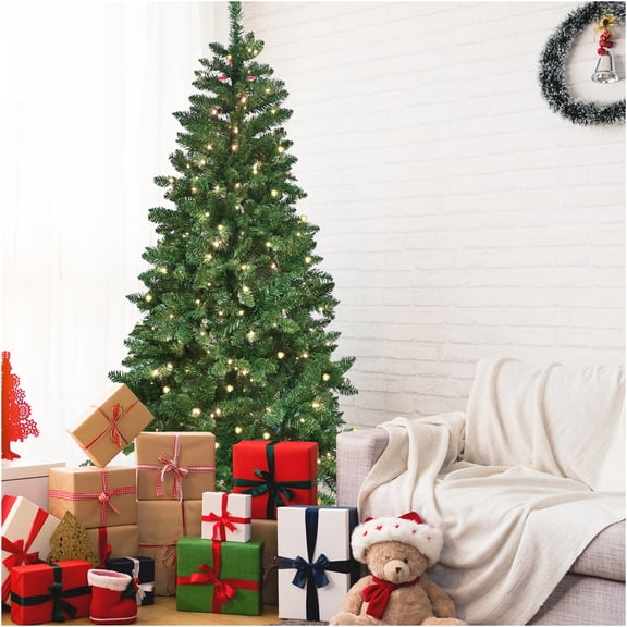 JERFIT 7ft Smart WiFi Christmas Tree with 400 RGB LED Lights, Music Sync, 38 Modes, Full PVC Branches, Hinged for Easy Setup