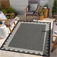 thumbnail image 1 of JERFIT 7x10 Indoor Outdoor Rug, Anthracite Flatweave Area Rug, Water Resistant Polypropylene Patio Carpet for Deck, Porch, Living Room, 1 of 7