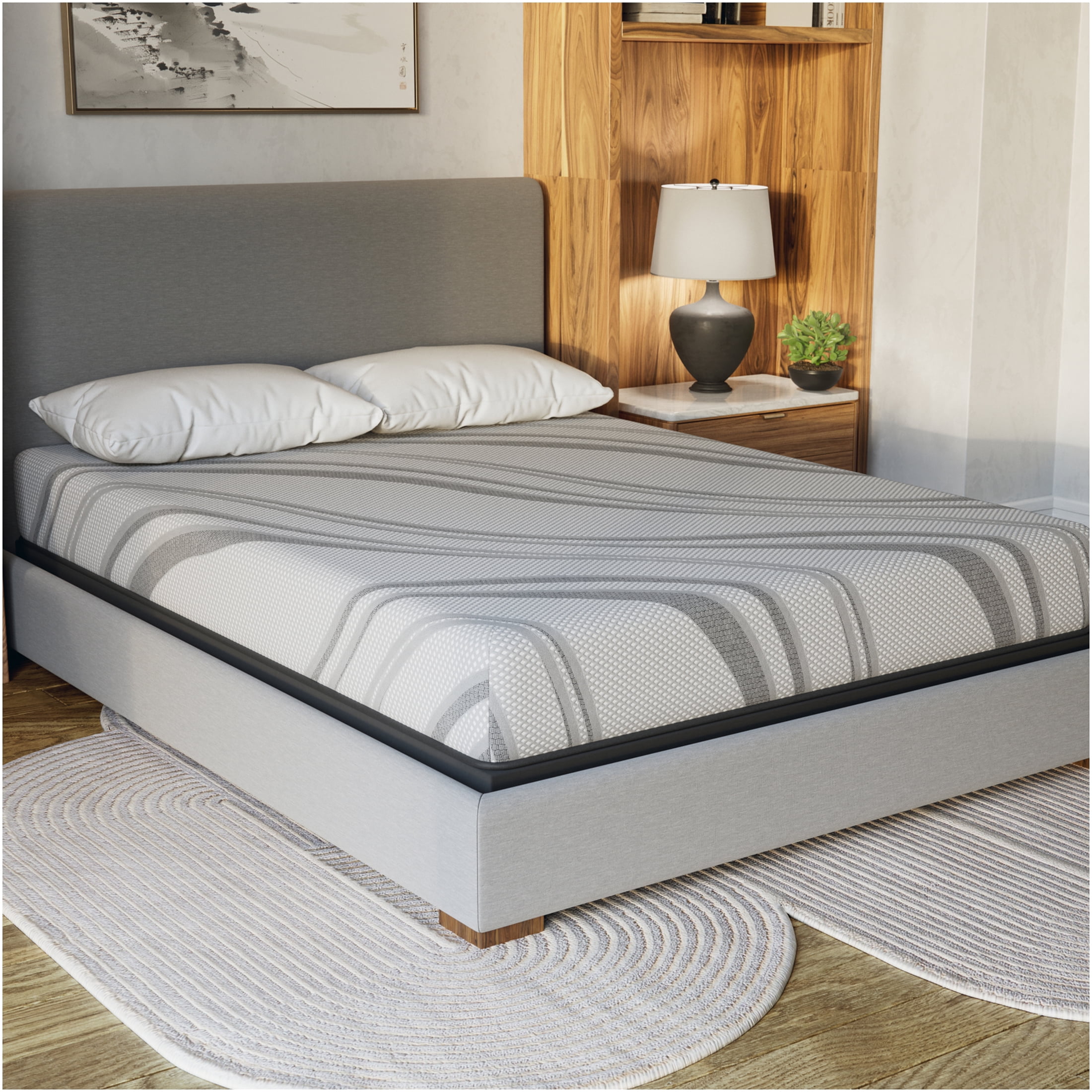 JERFIT 8" California King Mattress, Firm Gel Memory Foam, Cooling Orthopedic Support, CertiPUR-US GREENGUARD Gold Certified, Gray