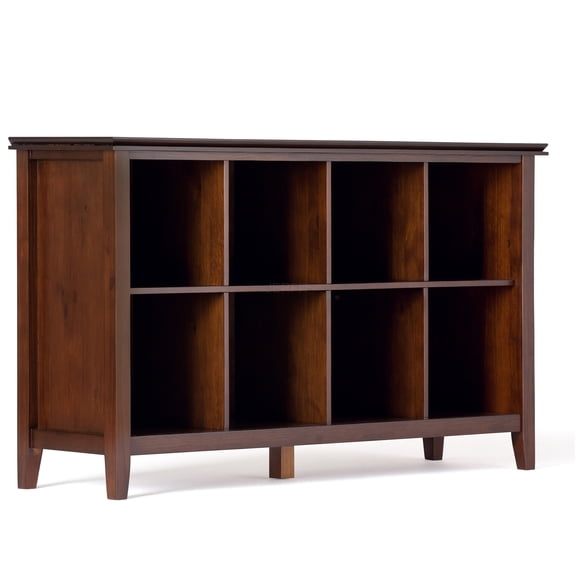 JERFIT 8-Cube Organizer Sofa Table, Dark Brown Wood Console Table with Storage Cubbies for Living Room, Entryway, Bedroom