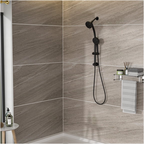 JERFIT 8-Function Dual Shower System with 4.7" Rain Shower Head, Handheld Shower, Adjustable Slide Bar, 59" Hose, Matte Black